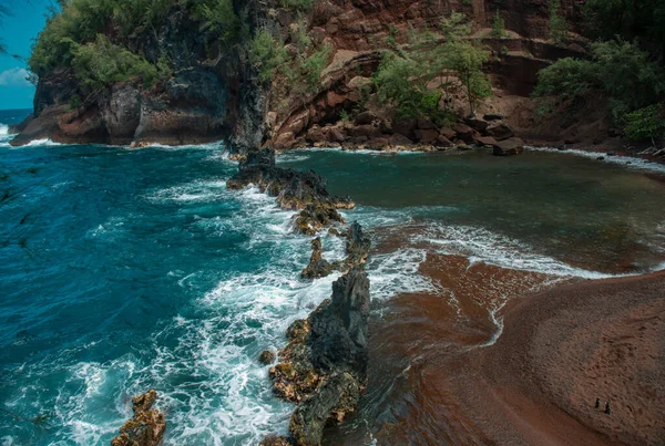 Ola Mar Roca Fondo Playa Verano — Foto de Stock