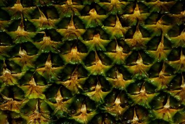Ananas derisi yakından, kopyalanmış tropikal desenli. Ananas kabuğu. Ananas dokusu