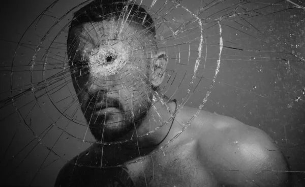 Ciddi Yüzlü Vahşi Bir Adamın Portresi Gangster Adam Tehlikeli Suçlu — Stok fotoğraf