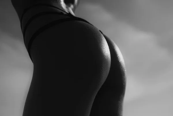 Buttocks Ass Close Sexy Female Dressed Lingerie Sensual Attractive Young — Fotografia de Stock