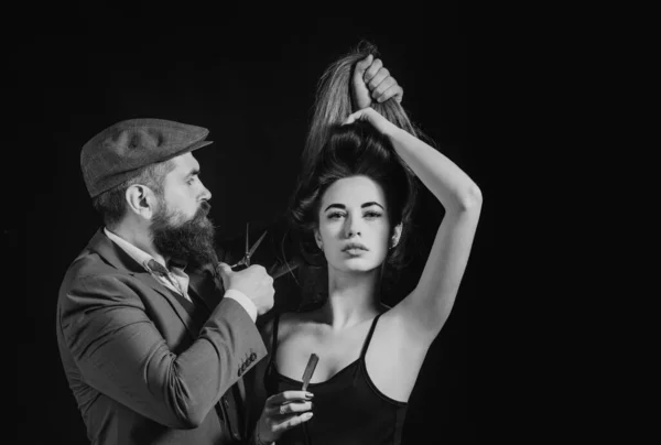 Les Studios Coiffure Beauté Femme Faire Couper Les Cheveux Par — Photo