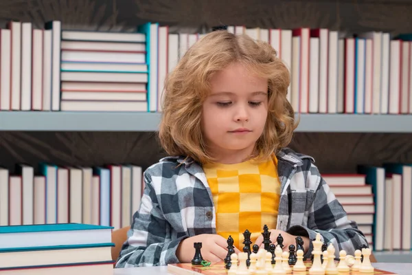 Chess School Children Chess Intelligent Kid Child Genius Smart Pupil — Stock Photo, Image
