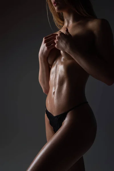 Seksownie Szczupła Talia Sexy Kobiety Ciało Nagie Kobieta Pasuje Brzuch — Zdjęcie stockowe