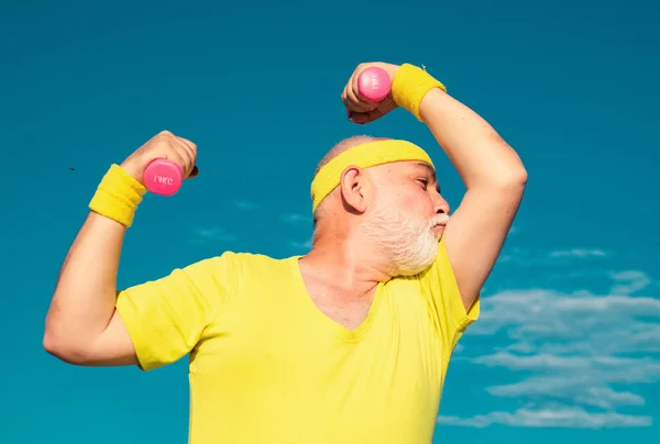 Muscular Senior Sport Man Healthcare Cheerful Lifestyle Senior Man Gym — Stock Photo, Image
