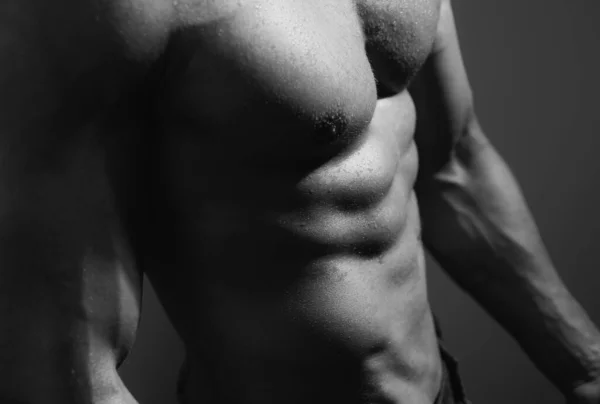 剪下的健康男子的形象显示了六块腹肌 男人腹肌 健康的腹部肌肉 男人6包 — 图库照片