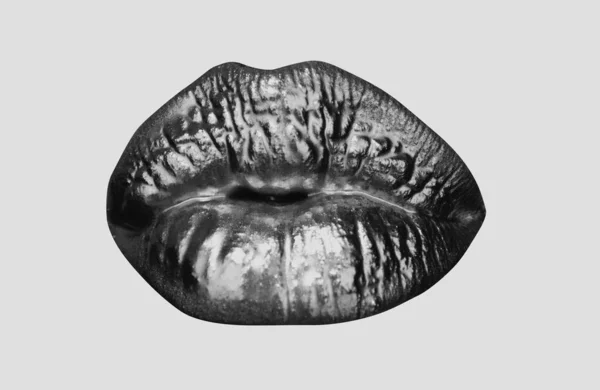 Luxe Gouden Lippen Make Gouden Lippen Met Gouden Lippenstift Gouden — Stockfoto