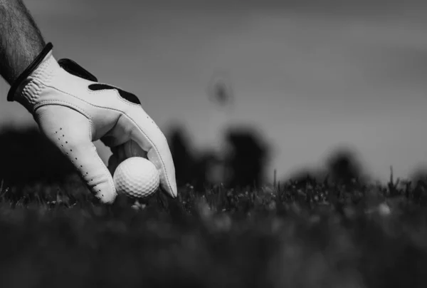 Golfer Man Golf Glove Golfer Playing Golf Field Golf Ball —  Fotos de Stock