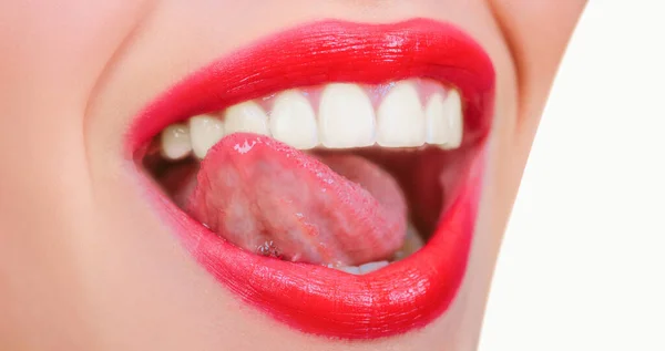 Tandverzorging Tanden Glimlach Tong Lippen — Stockfoto