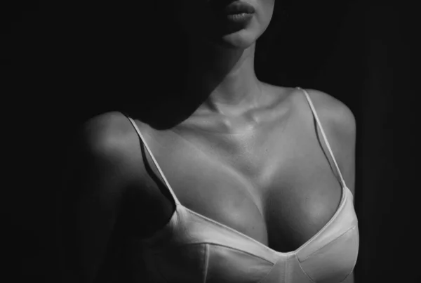 Közelíts Női Testre Melltartó Modell Szexi Női Mell Női Testalkat — Stock Fotó