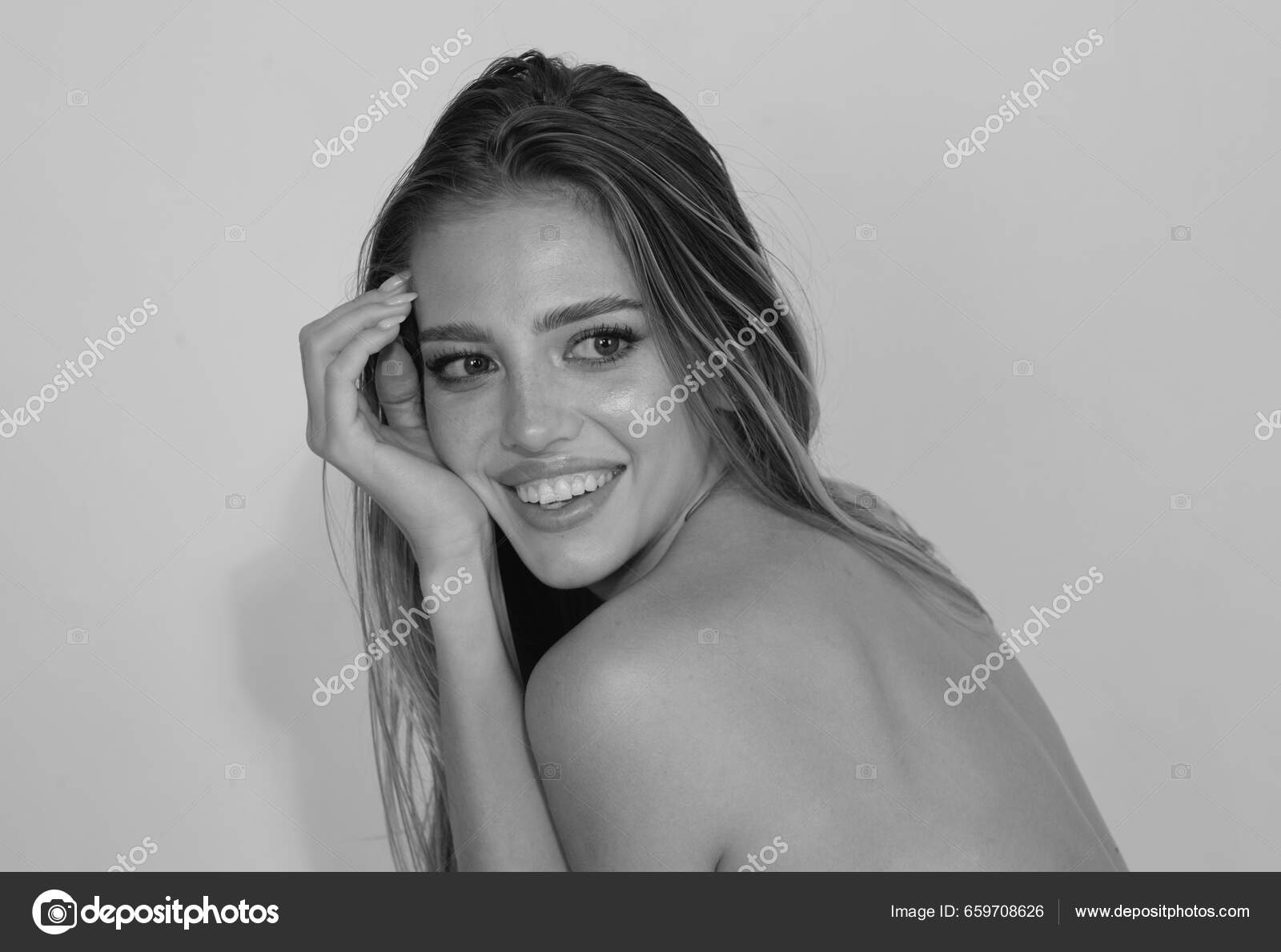 Beautiful Woman Naked Shoulder Isolated White Sensual Beauty Female