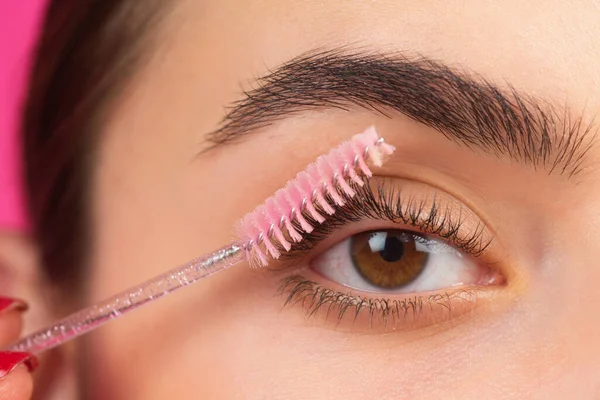 Cejas Perfectas Primer Plano Mujer Maquillándose Las Cejas Macro Ceja — Foto de Stock