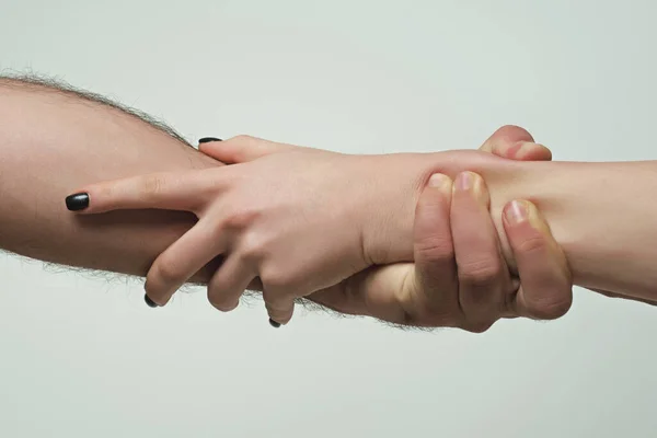 Ajudar Mãos Dadas Perto Dar Uma Mãozinha Resgate Ajudando Gesto — Fotografia de Stock