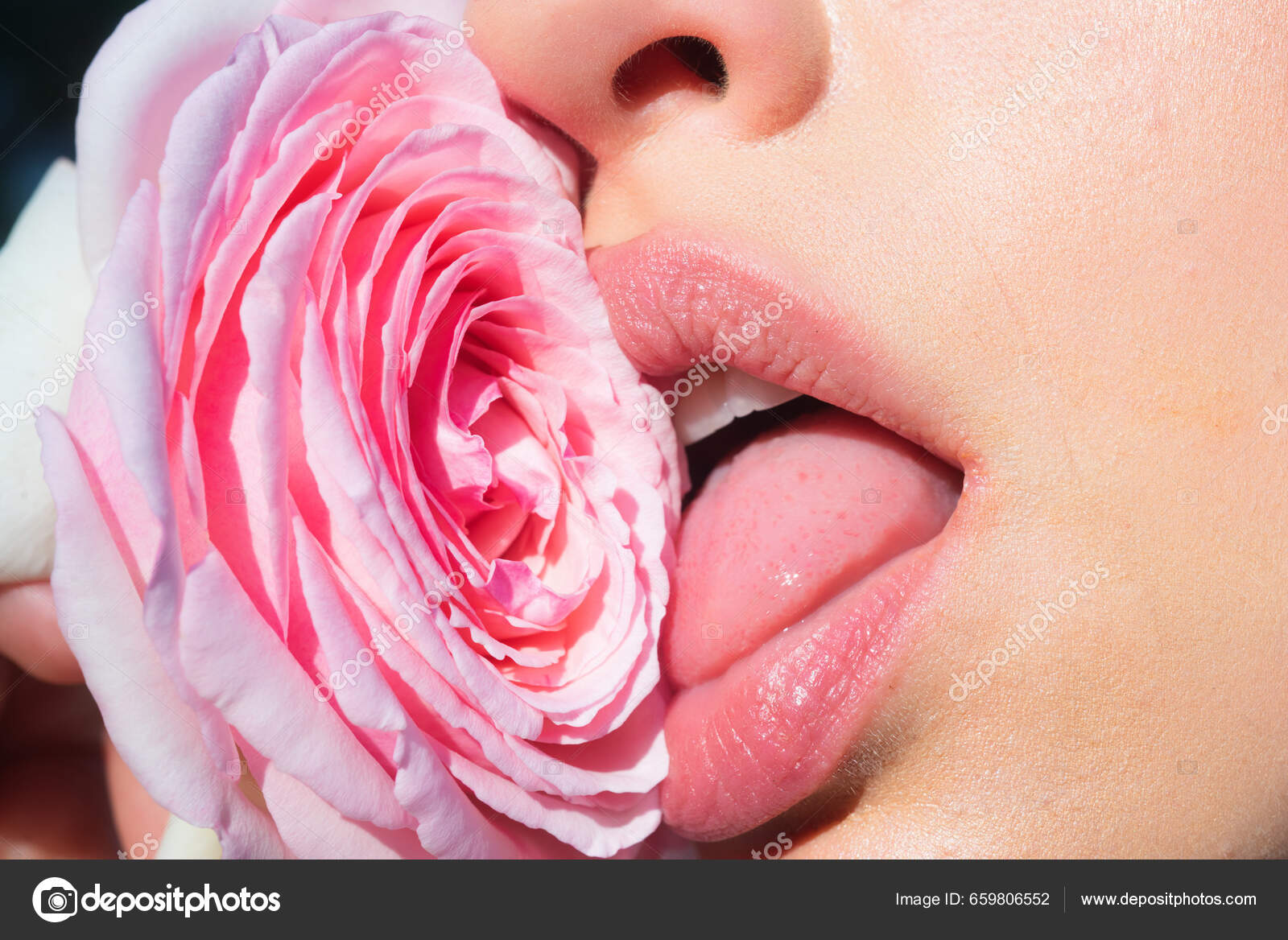 Foreplay Blowjob Sexy Girl Sucking Licking Flower Blowjob Fellation Concept  — Stock Photo © Tverdohlib.com #659806552