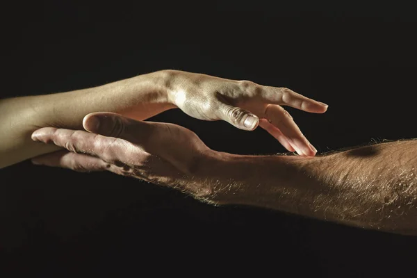 Toque Nos Dedos Ajudar Mãos Mãos Dadas Perto Dar Uma — Fotografia de Stock