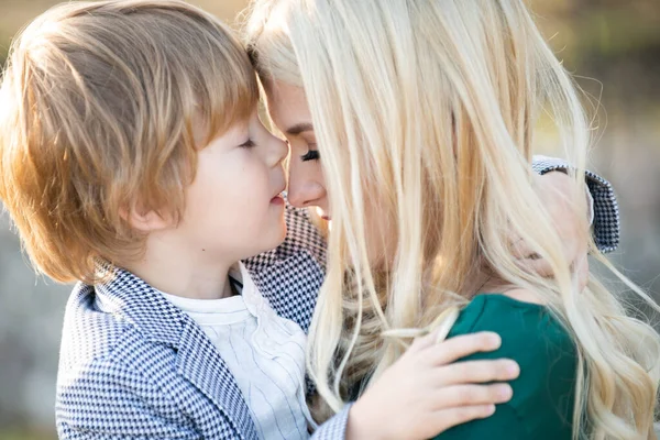 Mothers Love Closeup Portrait Mother Child Kissing Mother Hugging Embracing — Stock Photo, Image