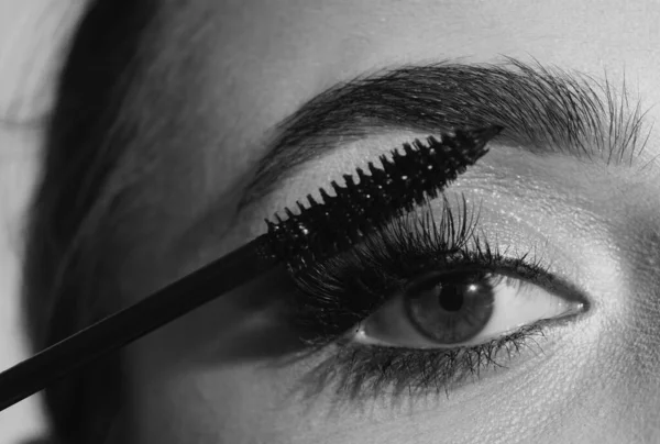 Kvinnan Ögonbrynets Skönhetsingrepp Makro Närbild Ögonbrynen Skötsel Bryn Ögonbrynslaminering Vackra — Stockfoto
