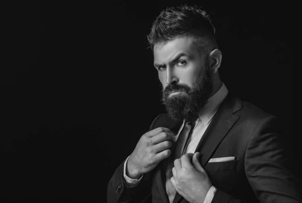 Rich Bearded Man Dressed Classic Suits Elegance Casual Dress Fashion — Stock Photo, Image