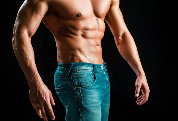 Σέξι Άντρας Μαύρα Όμορφος Νέος Bodybuilder Γυμνασμένος Κορμός Γυμνός Άντρας — Φωτογραφία Αρχείου