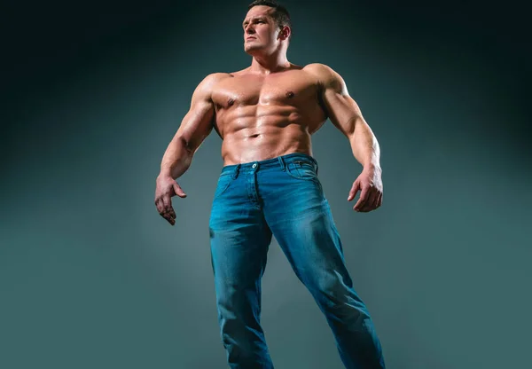 Corpo Ajuste Sexy Homem Com Tronco Cortado Corpo Sexy Muscular — Fotografia de Stock
