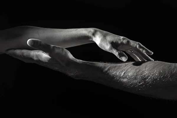 Helpende Hand Handjes Vasthouden Sluiten Een Helpende Hand Bieden Redding — Stockfoto