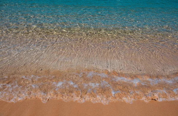 Kék Óceán Hullám Homokos Parton Tengerpart Naplementekor Nyári Időszámítás Tengerparti — Stock Fotó