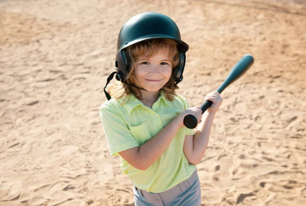 Child playing Baseball. Batter in youth league getting a hit. Boy kid hitting a baseball