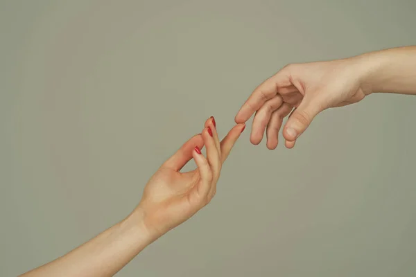 Berührende Hände Hand Anlegen Sinnliche Berührung Der Finger Zwei Hände — Stockfoto
