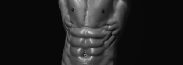 Mann Mit Muskulösem Körper Banner Vorlagen Mit Muskulösem Mann Kräftigem — Stockfoto