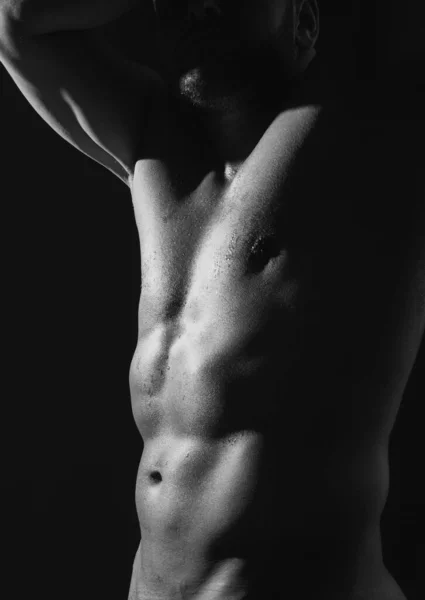 Nahý Muž Trupem Oříznuté Tělo Sexy Svalnaté Nahé Gayové — Stock fotografie