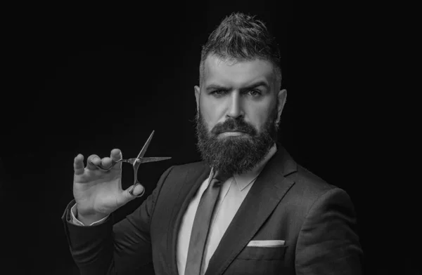 Männliche Friseure Kümmern Sich Friseursalon Bartpflege Perfekter Bart Bärtiger Mann — Stockfoto