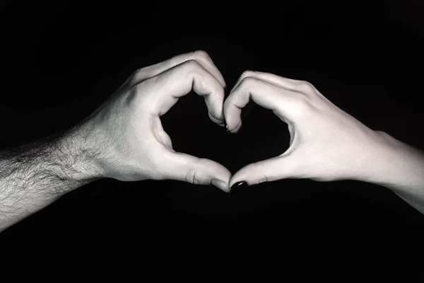 Kvinnliga Och Manliga Händer Form Hjärta Händerna Form Kärlekens Hjärta — Stockfoto