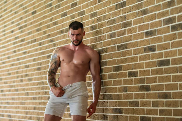 Sexy Naked Muscular Young Man Sensual Posing Sexy Shirtless Male — Fotografia de Stock