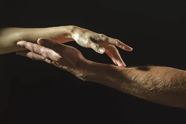 Een Paar Handen Aanraken Steek Hand Uit Sensuele Aanraking Vingers — Stockfoto
