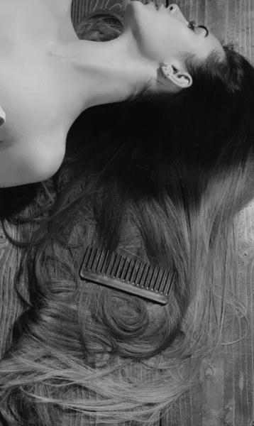 Здоров Волосся Концепція Краси Довгий Стиль Волосся Здоров Мода Жінки — стокове фото