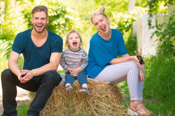 Young Family Three Having Fun Together Launching Funny Parents Playing — Stock Photo, Image