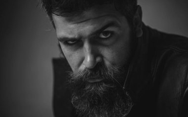 Seksi erkek yüzü. Zorlu bir adam. Erkek güzelliği, moda portresi