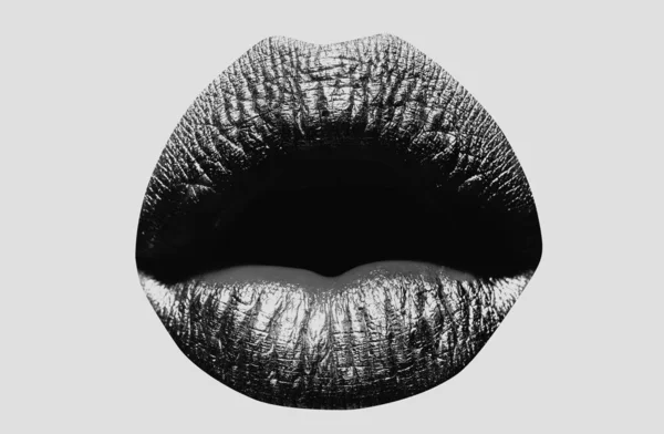 입술에 골디락스 페인트 여자닫아 감각적으로 아이콘 — 스톡 사진