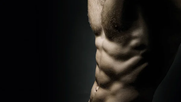 Sexy Esporte Muscular Ajuste Cara Despojado Homem Tronco Abdominais Masculinos — Fotografia de Stock