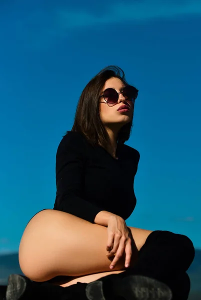 Den Sensuelle Modelljenta Perfekt Jentekropp Tiltrekkende Nært Portrett Vakker Sjarmerende – stockfoto