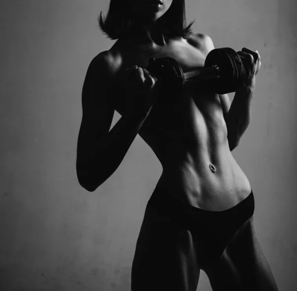 Ženský Fitness Model Tělocvičny Hodí Holka Štíhlá Mladá Krásná Dívka — Stock fotografie