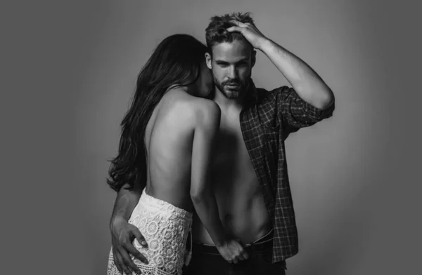 Passie Sensuele Aanraking Intieme Relatie Seksuele Relaties Dominante Man Een — Stockfoto