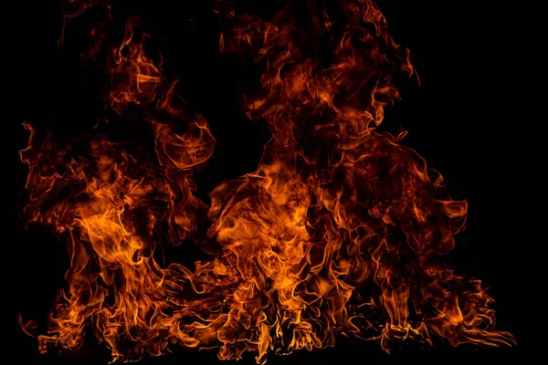 Feu Embrase Les Flammes Sur Fond Noir Brûler Flamme Isolée — Photo