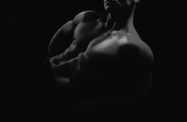 Corpo Homem Muscular Músculos Fortes Sexy Gay Com Torso Shirtless — Fotografia de Stock
