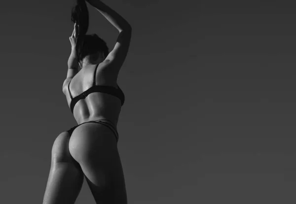 Egészséges Életmód Diéta Fitness Női Modell Szexi Fehérneműben Érzéki Pózokban — Stock Fotó