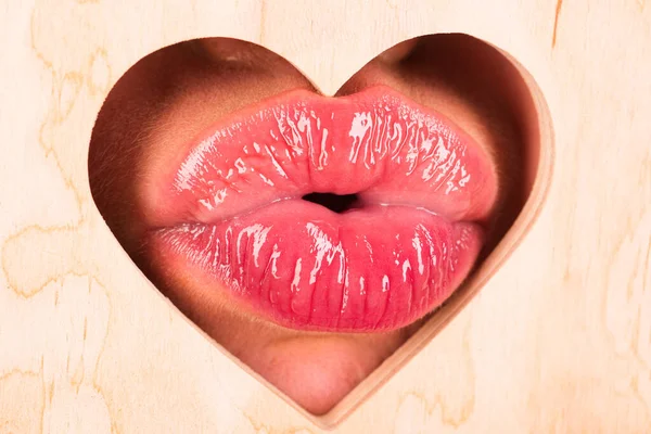 Lippen Hartvorm Valentijnsdag Kus — Stockfoto