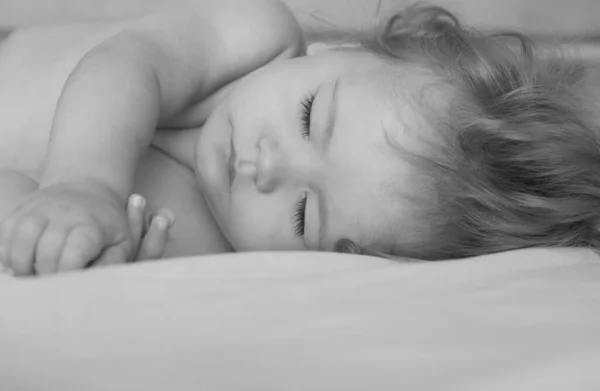 Bebé Dormir Cama Sono Silencioso Dormindo Bonito Criança — Fotografia de Stock