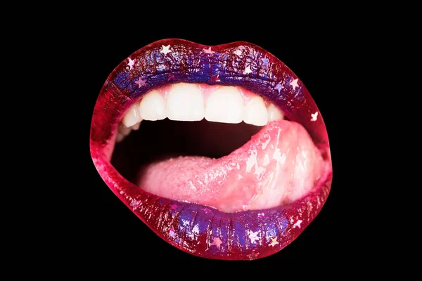 Seksi Dolgun Dudaklar Dudak Parlatıcısı Kadın Ağzı Şehvetli Dudaklar — Stok fotoğraf