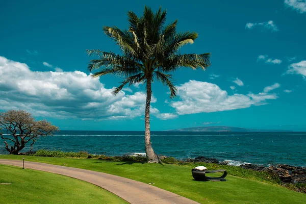 海滨之梦宁静 夏威夷毛伊岛海滩景观图 — 图库照片