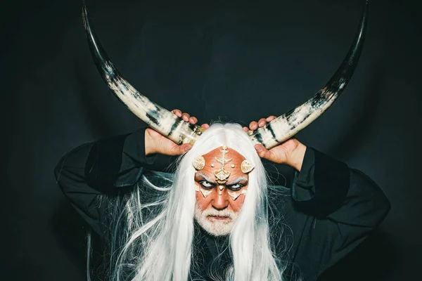 Magic Fairy Tale Concept Man Evil Horns Monster Sharp Thorns — Stockfoto