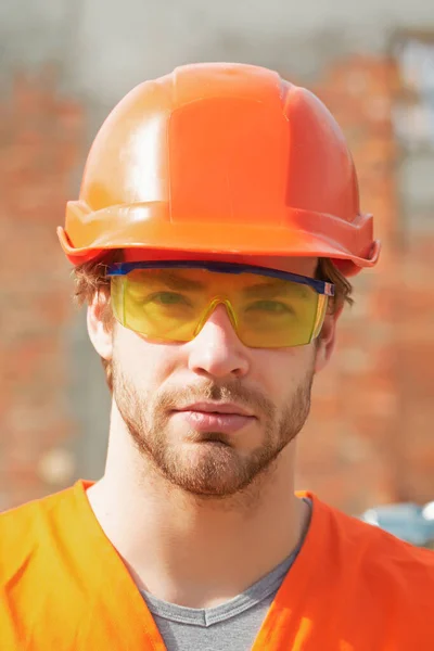 Portrait Worker Man Construction Site Construction Builder — Zdjęcie stockowe